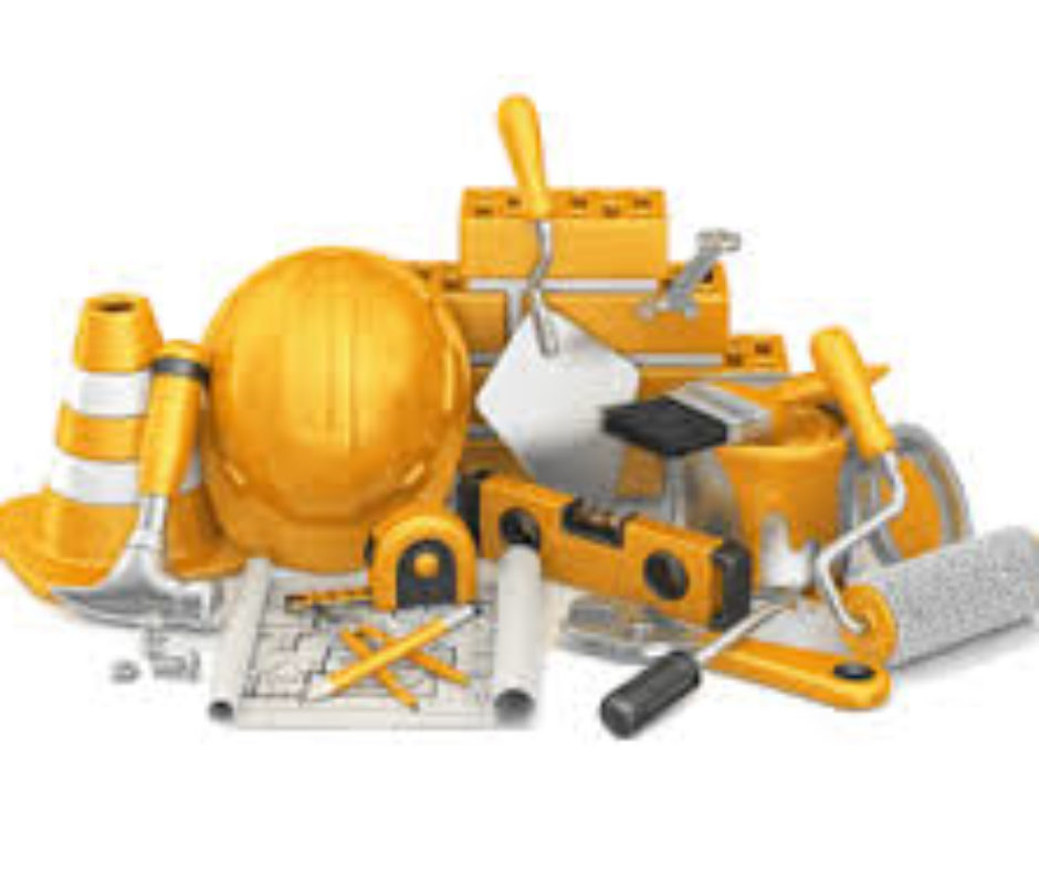 A group of construction tools sitting on top of each other.