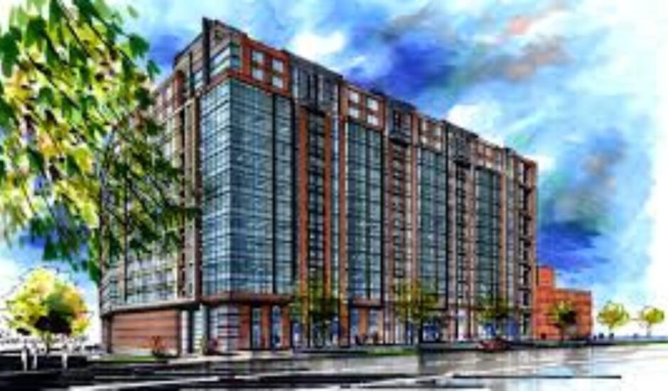 A rendering of the building that is being built.