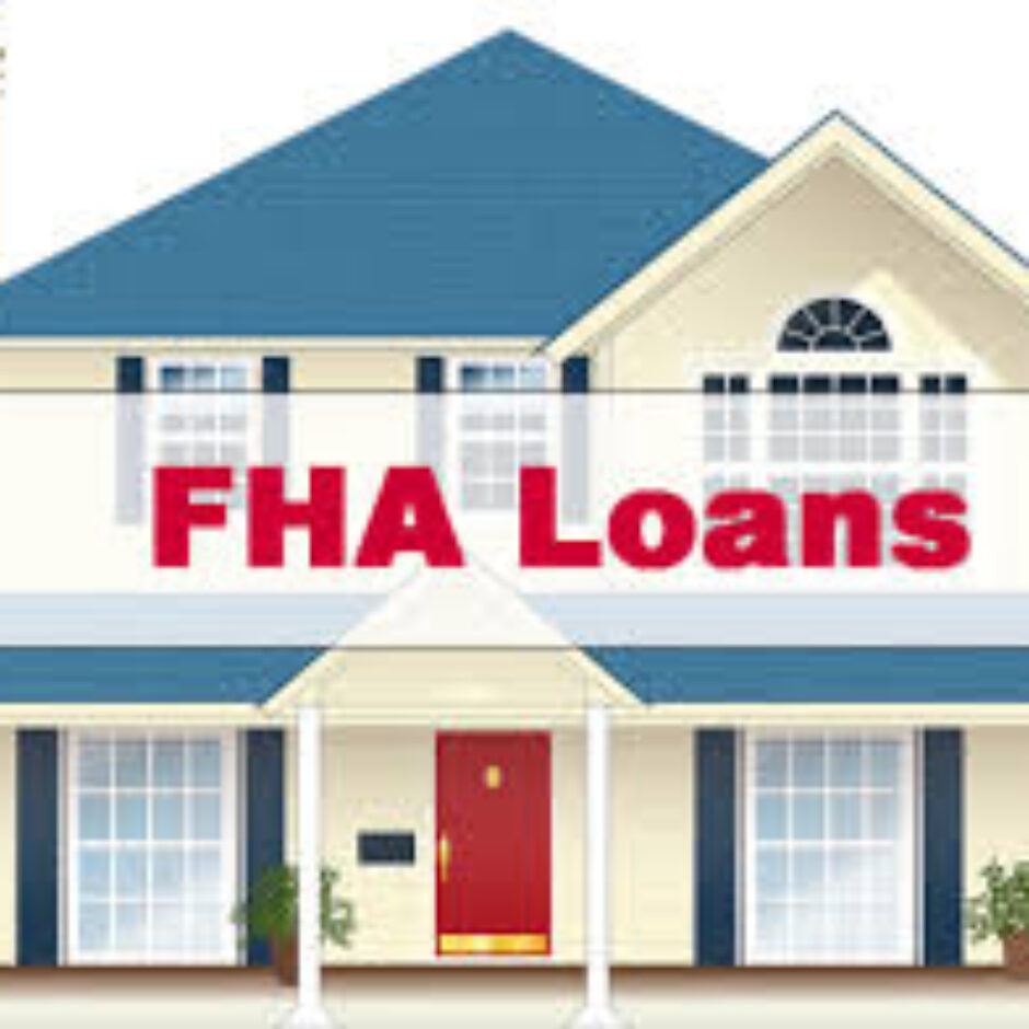 A house with the words fha loans on it.