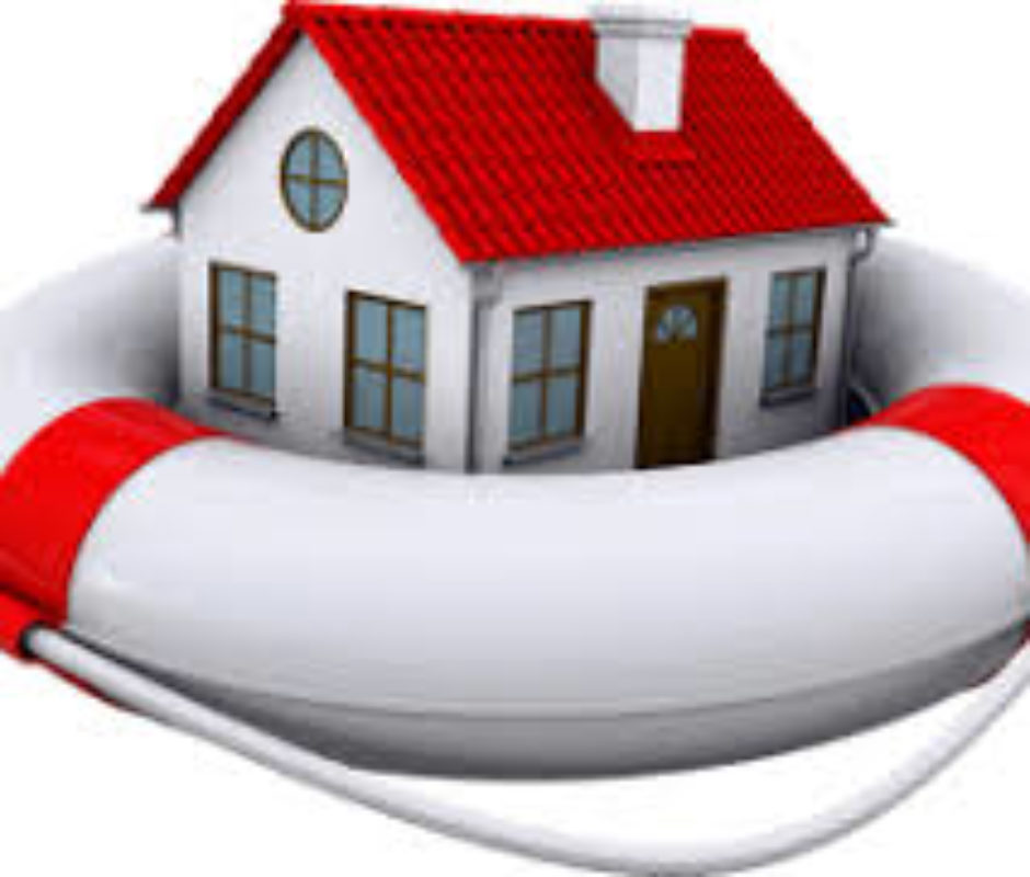 A house is in the middle of a life preserver.