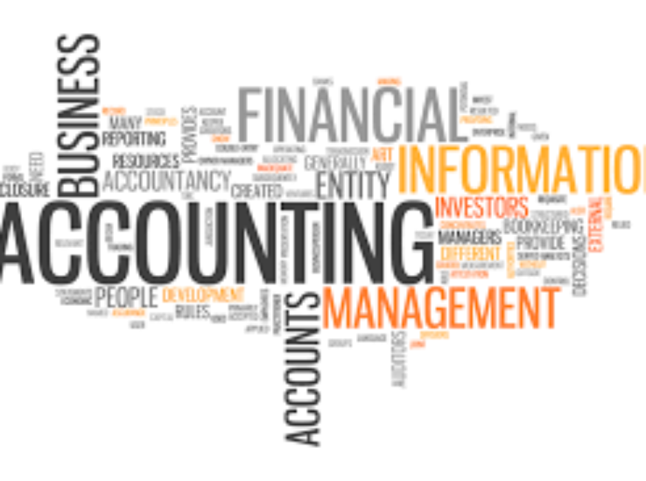 A word cloud of words related to accounting.