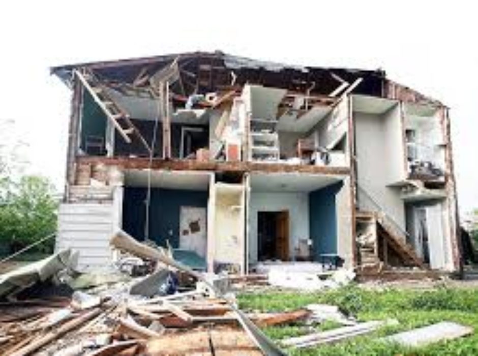 A house that has been demolished and torn down.