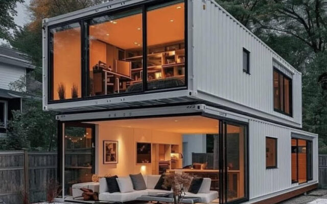A modern house built from shipping containers