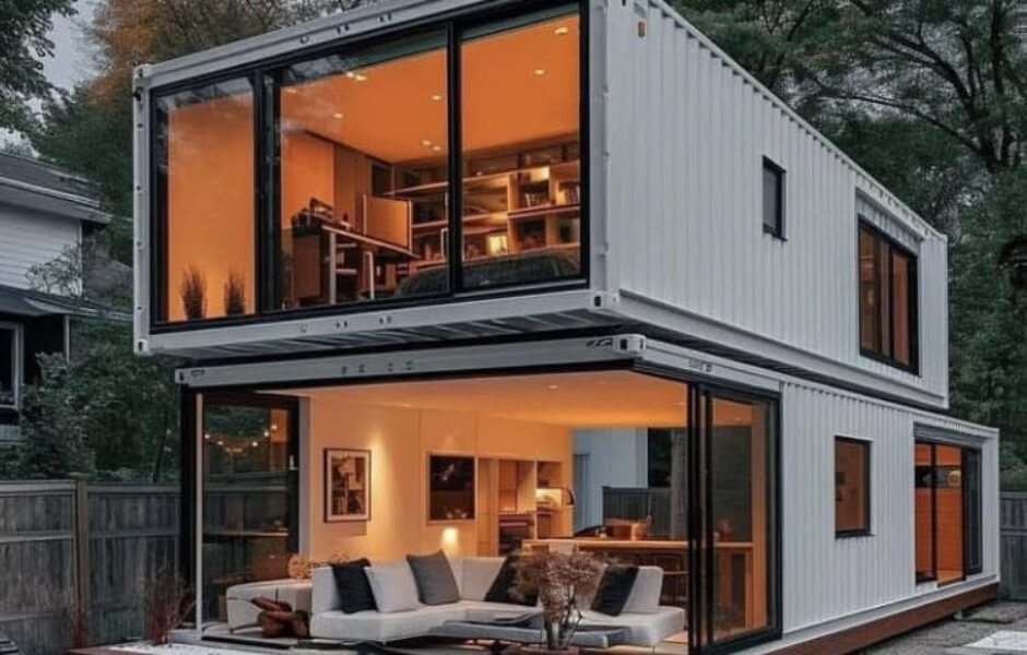 A modern house built from shipping containers