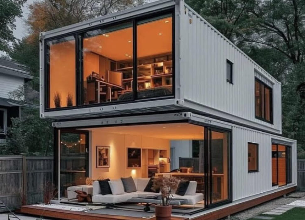 A modern house built from shipping containers